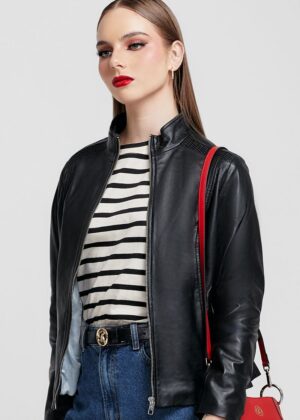 CASACA DE CUERO CON DIFERENTES TEXTURAS